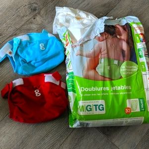 2 small g-diapers and medium disposable inserts